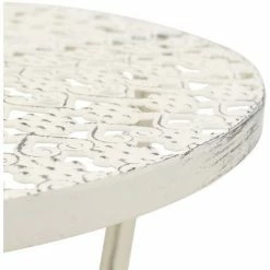 Tout neuf 🔔 VidaXL Table De Bistro Style Vintage Ronde Métal 40 X 70 Cm Blanc - Blanc 🎉 -Table haute Boutique 10259965 3