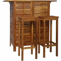 Meilleure affaire 🔥 VidaXL Table Et Chaises De Bar 3 Pcs Bois D'acacia Massif - Brun ❤️