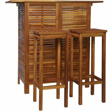 Meilleure affaire 🔥 VidaXL Table Et Chaises De Bar 3 Pcs Bois D'acacia Massif - Brun ❤️ 3 Meilleure affaire 🔥 VidaXL Table Et Chaises De Bar 3 Pcs Bois D'acacia Massif - Brun ❤️