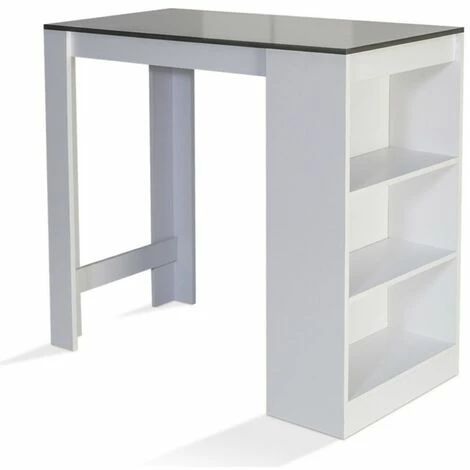 Acheter ❤️ IDMARKET Table De Bar BARTH 2 à 4 Personnes Bois Blanc Plateau Gris - Gris 👍 4 Acheter ❤️ IDMARKET Table De Bar BARTH 2 à 4 Personnes Bois Blanc Plateau Gris - Gris 👍 – Image 2