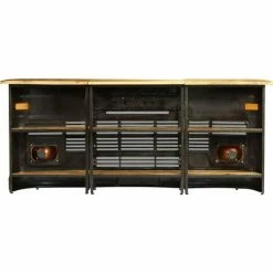 Bon marché ❤️ VidaXL Table De Bar Forme De Camion Bois De Manguier Massif Gris Foncé - Gris 💯 -Table haute Boutique 11274438 4