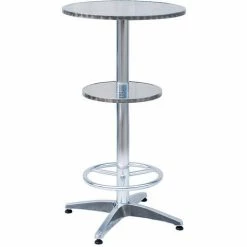 Grosses soldes 🎉 PEGANE Table Haute Mange Debout En Alu Avec Repose Pieds Et étagère Intermédiaire- A USAGE PROFESSIONNEL - Dim : H 110 X L 60 X Ø 60 Cm 🔔