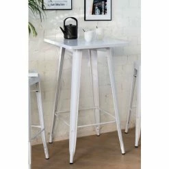 De gros 🛒 Table Haute Carrée En Acier LIX SKLUM Acier - Blanc ⭐ -Table haute Boutique 12842489 3