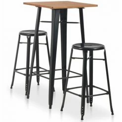 Budget 🥰 VidaXL Mobilier De Bar 3 Pcs Acier Noir - Noir 😉