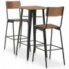 Promo 🎁 VidaXL Mobilier De Bar 3 Pcs Acier Marron Noir - Brun 🔔 -Table haute Boutique 13511931 1