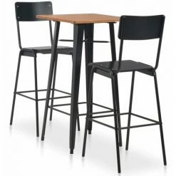 Coupon 😍 VidaXL Mobilier De Bar 3 Pcs Acier Noir - Noir ⌛
