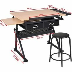 Les meilleures critiques de 🛒 COSTWAY Table à Dessin Inclinable Avec Tabouret,2 Tiroirs Pour L'Art Et L'Artisanat Hauteur Réglable Multifonctionnel 💯 -Table haute Boutique 13806941 5