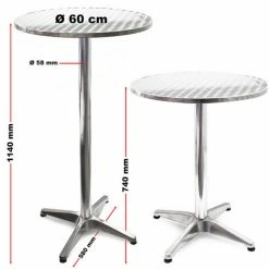 Bon marché 🌟 WILTEC Table Bistro Haute De Bar Aluminium Réglage En Hauteur 70/110cm Ø60cm Meuble Terrasse Salon 💯 -Table haute Boutique 13875322 3