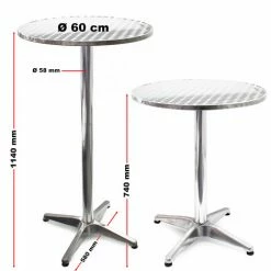 Coupon 🌟 WILTEC Table Bistro Haute De Bar Aluminium Pliable Réglage En Hauteur 74/114cm Ø60cm Meuble Terrasse Salon 😍 -Table haute Boutique 13875324 5