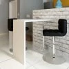 Promo 👍 VIDAXL Table De Bar MDF Avec 1 Pied En Acier Haut Brillance Blanc - Blanc 🔥 -Table haute Boutique 14075750 1