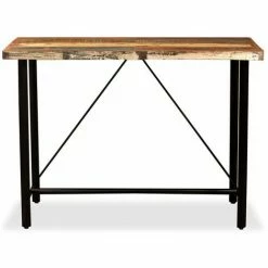 Le moins cher 🛒 VIDAXL Table De Bar Bois Massif De Récupération 120 X 60 X 107 Cm - Brun - Tables De Salle à Manger Et De Cuisine - Brun - Brun 🛒 -Table haute Boutique 14077432 2