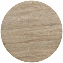 Budget 🤩 HELLOSHOP26 Table Haute Mange Debout Bar Bistrot MDF Et Acier Rond 80 Cm Chêne Marron - Beige 🤩 -Table haute Boutique 14120719 3