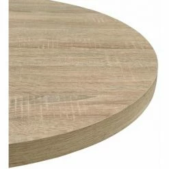 Budget 🤩 HELLOSHOP26 Table Haute Mange Debout Bar Bistrot MDF Et Acier Rond 80 Cm Chêne Marron - Beige 🤩 -Table haute Boutique 14120719 4