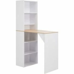 Le moins cher 🔥 HELLOSHOP26 Table Haute Mange Debout Bar Bistrot Avec Armoire Blanc 200 Cm - Blanc 😍