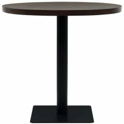 Budget 👏 VIDAXL Table De Bistro MDF Et Acier Rond 80 X 75 Cm Frêne Foncé - Brun - Meubles/Tables/Tables De Salle à Manger Et De Cuisine - Brun - Brun ⭐ -Table haute Boutique 14126183 3