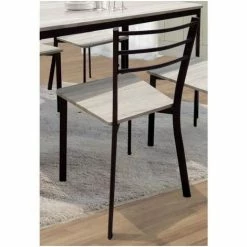 Meilleure vente 👏 PRICE FACTORY Table De Cuisine Et Salle à Manger + 4 Chaises LEEDS. Ensemble Repas Design Métal Et Bois. - Noir 😀 -Table haute Boutique 14343125 3