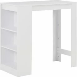 Nouveau 🧨 HELLOSHOP26 Table Haute Mange Debout Bar Bistrot Avec étagère Blanc 110 Cm - Blanc 🔥