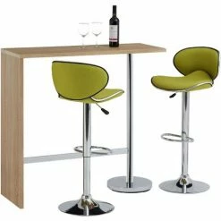 De gros 🧨 IDIMEX Table Haute De Bar RICARDO Mange-debout Comptoir Piètement Métal Chromé, Plateau En MDF Décor Chêne Sonoma - Chêne Sonoma ⌛ -Table haute Boutique 15069846 3