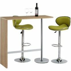 De gros 🧨 IDIMEX Table Haute De Bar RICARDO Mange-debout Comptoir Piètement Métal Chromé, Plateau En MDF Décor Chêne Sonoma - Chêne Sonoma ⌛ -Table haute Boutique 15069846 4