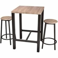 Vente flash 👍 URBAN LIVING Table Bar Avec Tabourets Indus Dock - 60 X 60 X 86 - Noir 🛒
