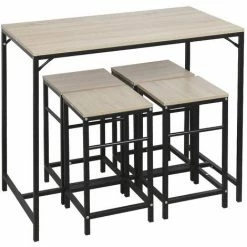 Top 10 🔔 OOBEST Ensemble Table De Bar Bistrot 4 Tabourets Avec Repose-pieds Table Mange-debout Table Haute Cuisine 🛒 -Table haute Boutique 15361725 3
