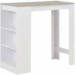 Meilleure vente ⭐ HELLOSHOP26 Table Haute Mange Debout Bar Bistrot Avec étagère Blanc 110 Cm - Blanc 😍