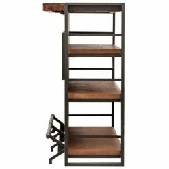 Le moins cher 🛒 MEUBLETMOI Bar Métal Et Acacia Style Industriel - WORKSHOP - Bois 😍 -Table haute Boutique 15934450 4