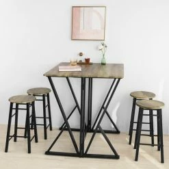 De gros 🔔 Set De 1 Table + 4 Chaises Ensemble Table De Bar Bistrot + 4 Tabourets SoBuy® OGT24-N ✔️