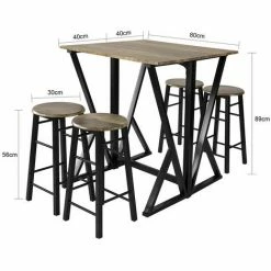 De gros 🔔 Set De 1 Table + 4 Chaises Ensemble Table De Bar Bistrot + 4 Tabourets SoBuy® OGT24-N ✔️ -Table haute Boutique 16627462 3