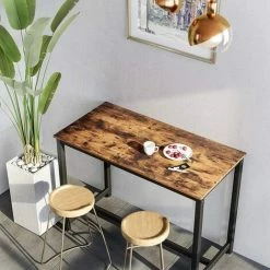 Meilleur prix 🔔 VASAGLE Table Haute De Bar, Table Polyvalente Avec Armature En Fer, Pour Boissons, Cocktails, Bar, Brasserie, Restaurant, Salon, Cuisine, Stable, Marron Rustique Par SONGMICS LBT91X - Marron Rustique ❤️ -Table haute Boutique 16794179 4