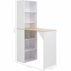 Acheter ⌛ ASUPERMALL Table De Bar Avec Armoire Blanc 115 X 59 X 200 Cm ✨ -Table haute Boutique 16803360 3