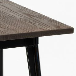Sortie 🎉 AHD AMAZING HOME DESIGN Table Haute Pour Tabourets Tolix Industriel En Métal Acier Et Bois 60x60 Welded | Couleur: Noir 👏 -Table haute Boutique 16938906 5