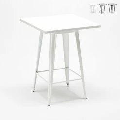 Remise 😍 AHD AMAZING HOME DESIGN Table Haute Pour Tabourets Tolix Acier Et Métal Industriel 60x60 Nut | Couleur: Blanc 😀