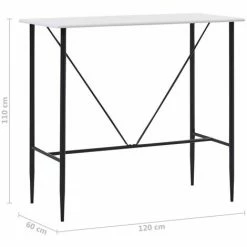 Budget ⭐ Table De Bar 120x60x110 Cm MDF Blanc VidaXL ⭐ -Table haute Boutique 17021769 3