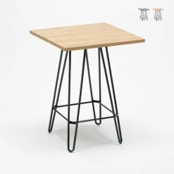 Budget 🔔 AHD AMAZING HOME DESIGN Table Haute Industrielle 60x60 Métal Acier Bois Bolt | Couleur: Beige 🔔