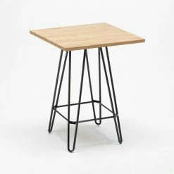 Budget 🔔 AHD AMAZING HOME DESIGN Table Haute Industrielle 60x60 Métal Acier Bois Bolt | Couleur: Beige 🔔 -Table haute Boutique 17341313 3