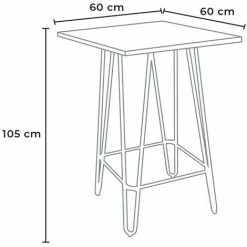 Budget 🔔 AHD AMAZING HOME DESIGN Table Haute Industrielle 60x60 Métal Acier Bois Bolt | Couleur: Beige 🔔 -Table haute Boutique 17341313 5