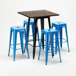 Top 10 ✨ AHD AMAZING HOME DESIGN Ensemble Little Italy Table Haute Et 4 Tabourets En Métal Tolix Style Industriel | Couleur: Bleu ✨ -Table haute Boutique 17396516 3