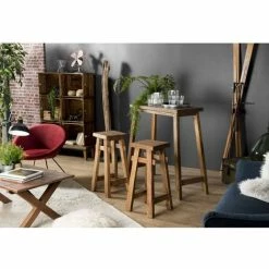 Acheter 😀 MACABANE NOLAN - Set De Bar Bois 1 Table 90x40cm Et 2 Tabourets Mahogany Belina - Esprit Brocante - Bois Naturel 🎁