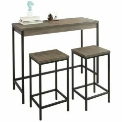 Meilleur prix 😉 Lot Table Et Tabourets De Bar De Style Industriel Ensemble Table De Bar + 2 Tabourets,SoBuy 🌟