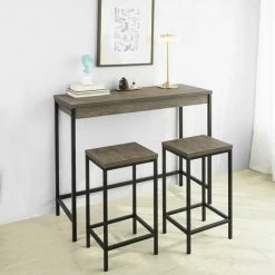 Meilleur prix 😉 Lot Table Et Tabourets De Bar De Style Industriel Ensemble Table De Bar + 2 Tabourets,SoBuy 🌟 -Table haute Boutique 18212619 3