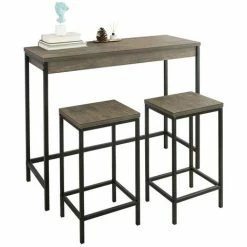Meilleur prix 😉 Lot Table Et Tabourets De Bar De Style Industriel Ensemble Table De Bar + 2 Tabourets,SoBuy 🌟 -Table haute Boutique 18212619 5