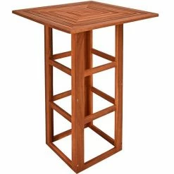 Acheter 🛒 DEUBA Table De Bar Carrée Jardin Terrasse En Bois D'acacia Table Haute 75x75x110cm Événements Fêtes ✨