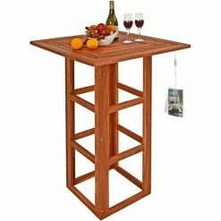 Acheter 🛒 DEUBA Table De Bar Carrée Jardin Terrasse En Bois D'acacia Table Haute 75x75x110cm Événements Fêtes ✨ -Table haute Boutique 18473322 4
