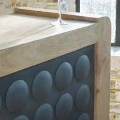 De gros ⭐ MADE IN MEUBLES Meuble Bar En Bois De Manguier Soledad - Gris ⭐ -Table haute Boutique 18479449 4