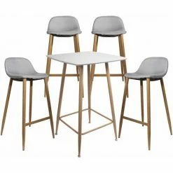Les meilleures critiques de 🧨 ALTOBUY TYOMA - Ensemble Mange-Debout + 4 Tabourets Tissu Gris - Blanc ❤️