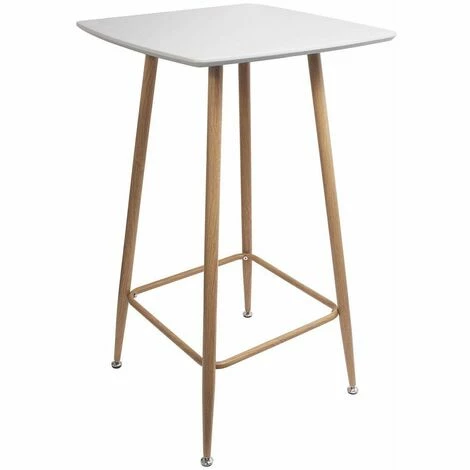 Vente flash 😍 ALTOBUY TYOMA - Ensemble Mange-Debout + 4 Tabourets Tissu Beige - Blanc ✔️ 4 Vente flash 😍 ALTOBUY TYOMA - Ensemble Mange-Debout + 4 Tabourets Tissu Beige - Blanc ✔️ – Image 2