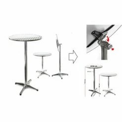 Coupon 💯 BIGB Table Haute De Bar Type Bristot Ø 60 Cm En Aluminium - Pliable Et Réglable ✨
