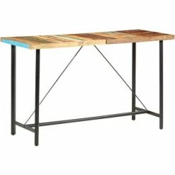 Bon marché ❤️ VidaXL Table De Bar 180x70x107 Cm Bois De Récupération Solide - Brun 👏