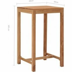Grosses soldes ⌛ Table De Bar De Jardin 60x60x105 Cm Bois De Teck Solide VidaXL 🧨 -Table haute Boutique 19322046 3